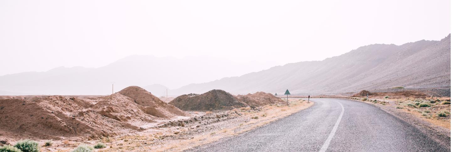 Road in desert landscape in morocco