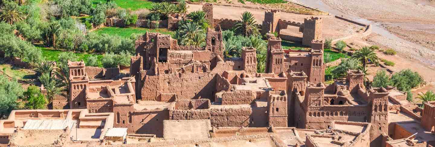 Ksar ait benhaddou view from above, ouarzazate, morocco.