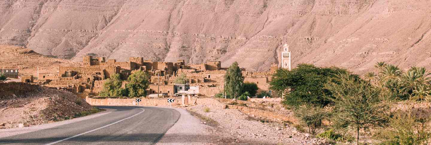 Road in desert landscape in morocco