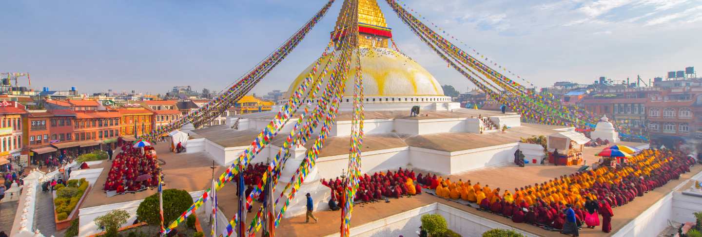 Beautiful of boudhanath stupa in morning time at kathmandu, nepal
