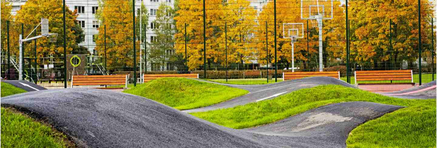 Bicycle track road located in city playground