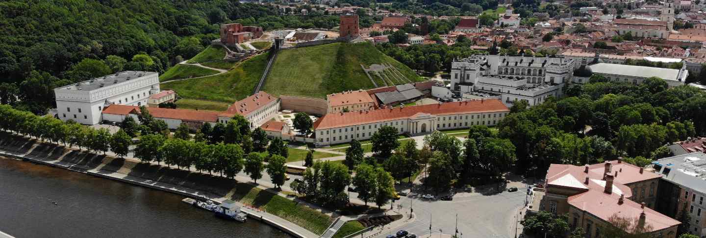 Outstanding view from above on the beautiful and calm city vilnius. the capital of european baltic country lithuania.