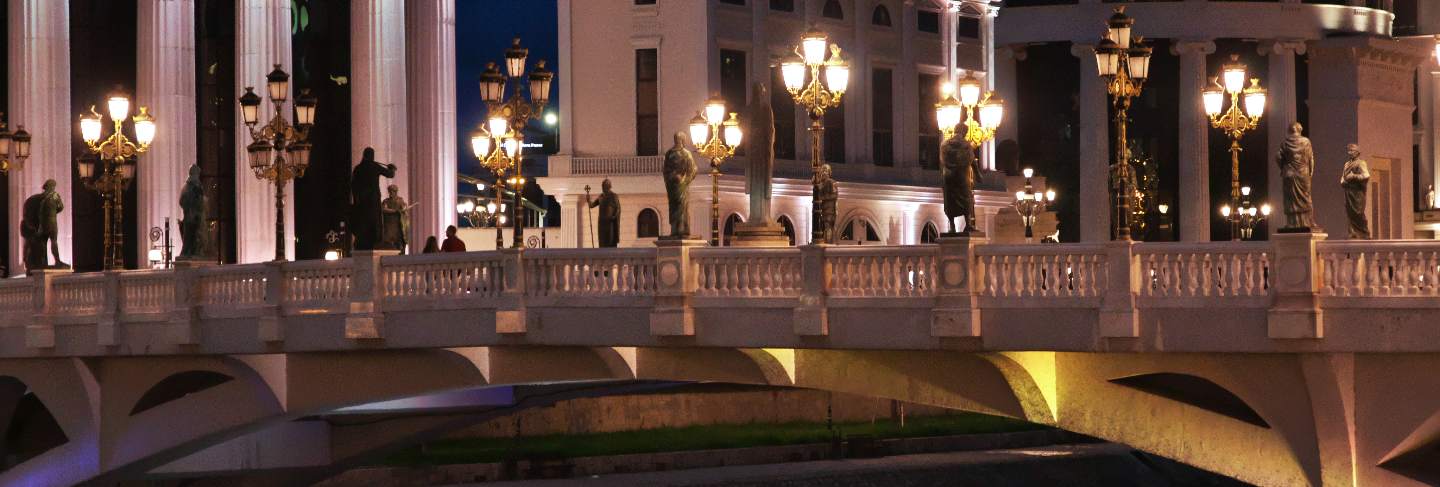 Night in skopje of macedonia, balkans