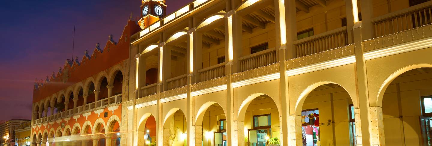 Merida city arcade arcs of yucatan mexico
