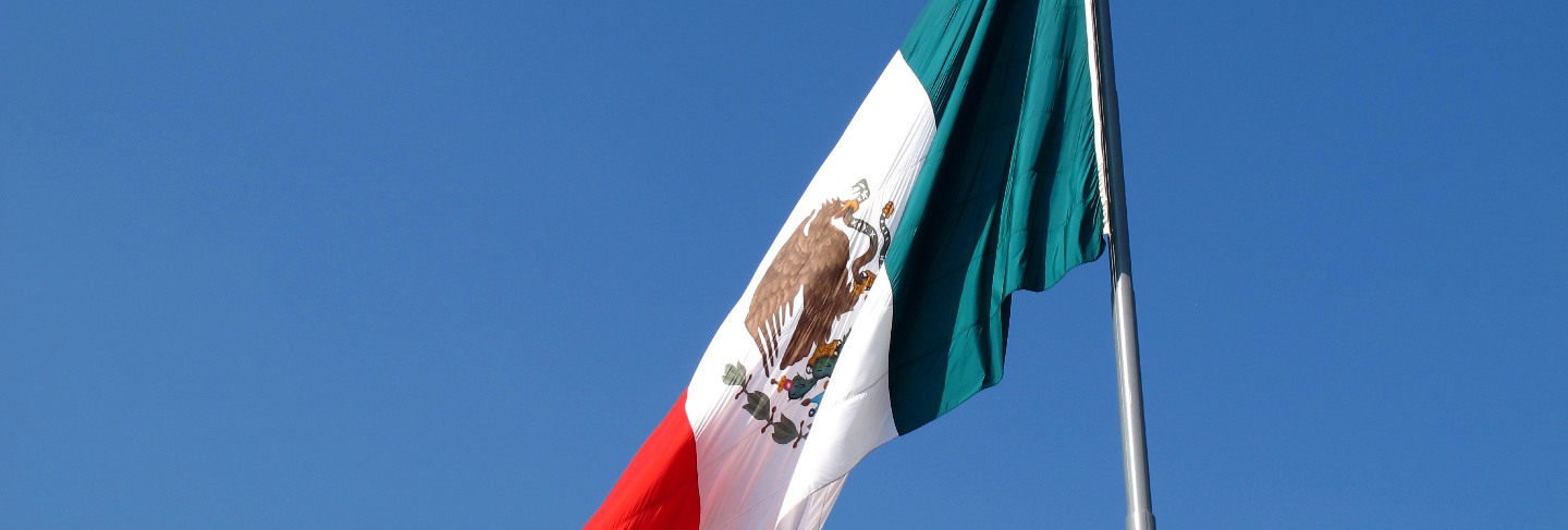 The flag on zocalo ( plaza de la constitucion ), mexico city, mexico