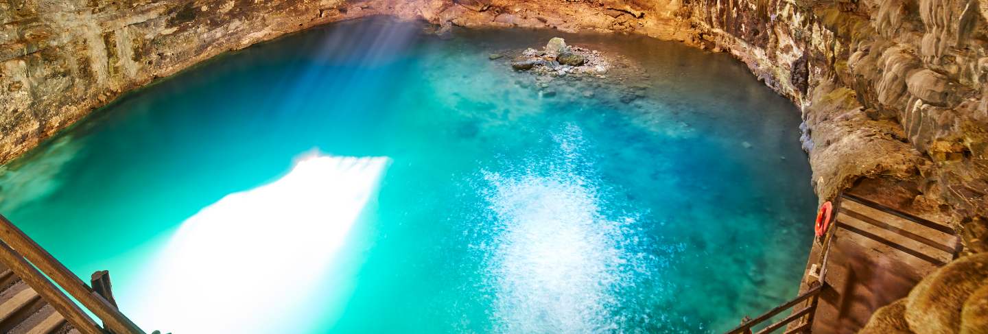 Cenote samula sinkhole in valladolid mexico