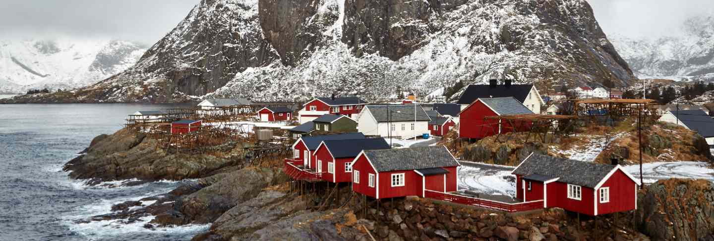 A famous tourist attraction is the fishing village of hamnoy on the lofoten islands