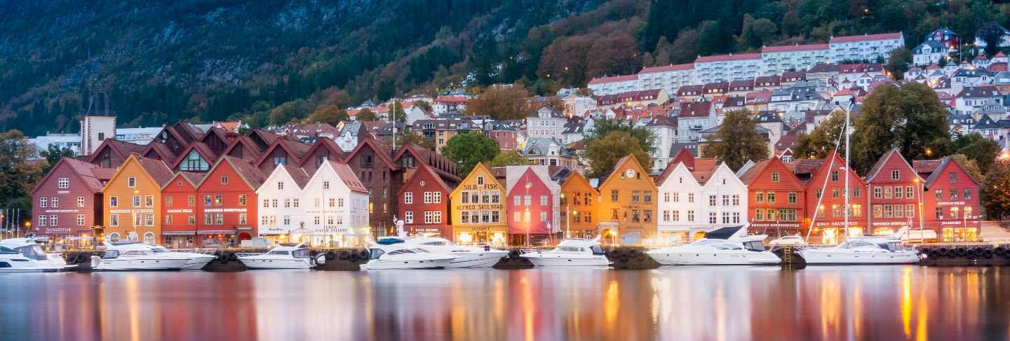 Historical building of bergen at morning , unesco world cultural heritage site