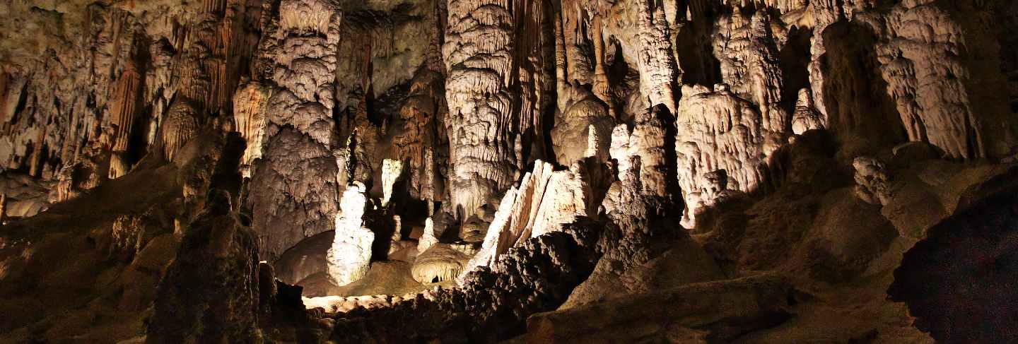 Postojna caves in mountains of slovenia