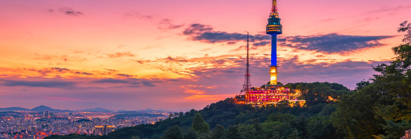 Sunset at namsan tower in seoul