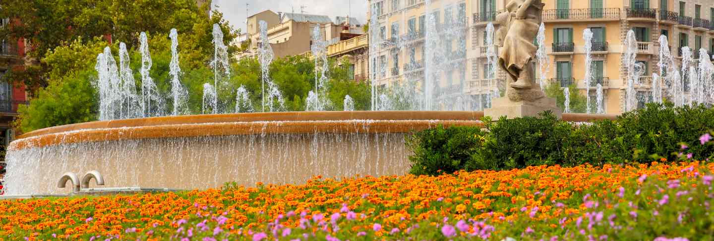 Fountain at catalonia square in barcelona, spain