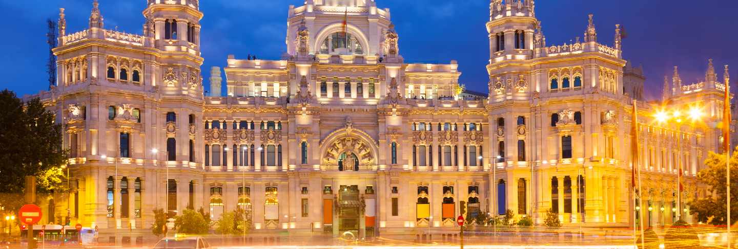 View of palacio de cibeles in evening. madrid