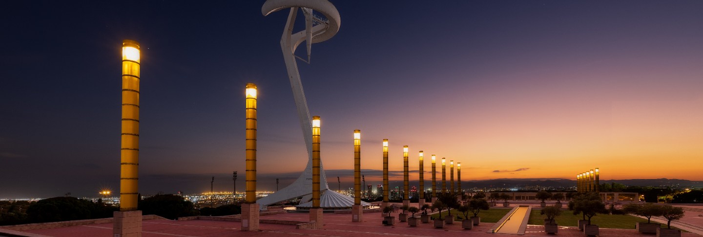 City skyline at dusk