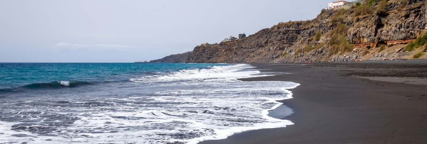 Black sand beach in fogo island, cape verde