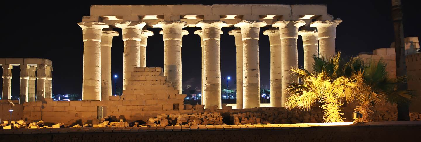 Night in the ancient temples of luxor, egypt