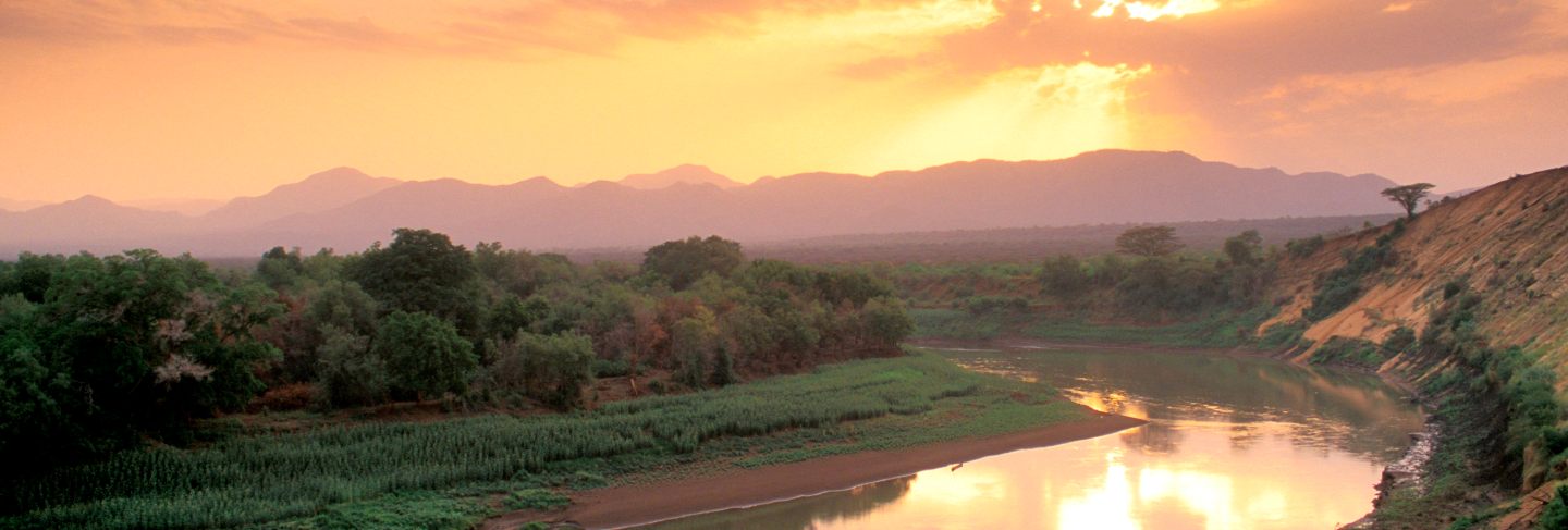 Sunset over the omo river