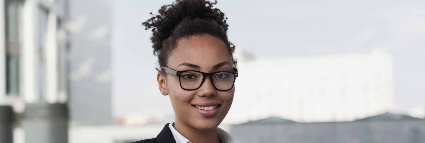 Corporate woman holding notepad