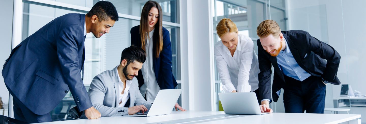 Businesspeople having meeting in conference room.