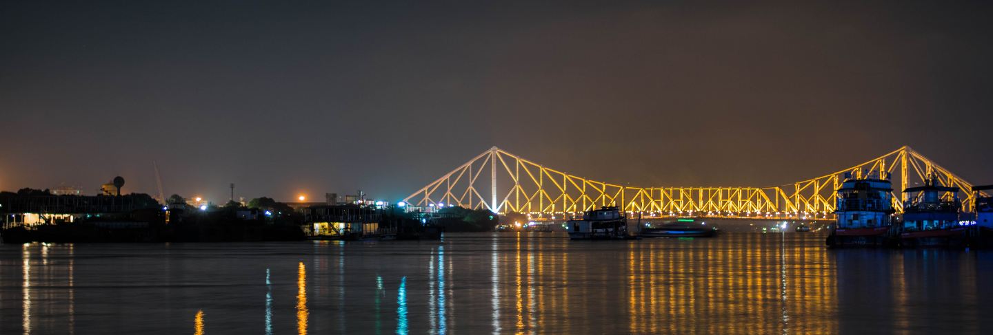 View of howrah bridge from babughat calcutta