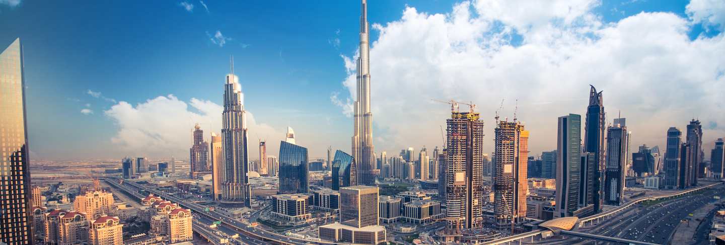 Dubai skyline in the evening