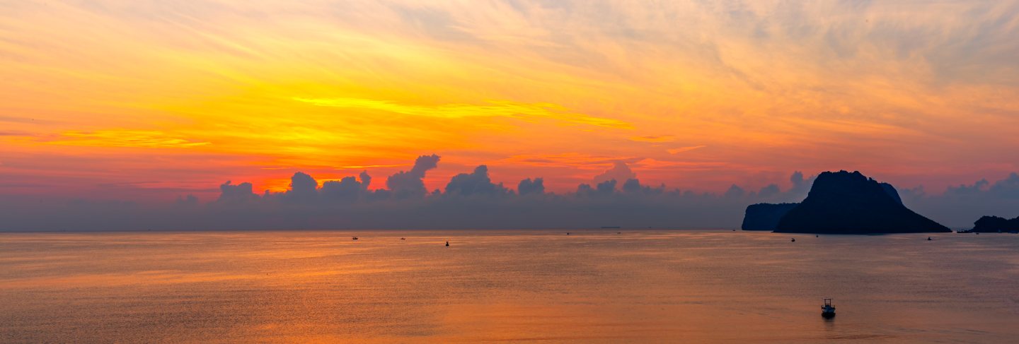 Beautiful sunrise over the sea at prachuap khiri khan province , southern of thailand