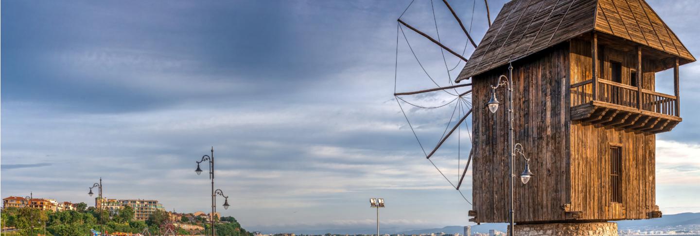 Old windmill in nessebar, bulgaria