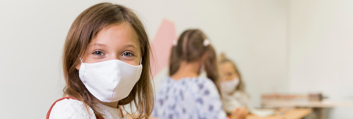 Front view of beautiful girls with face mask
