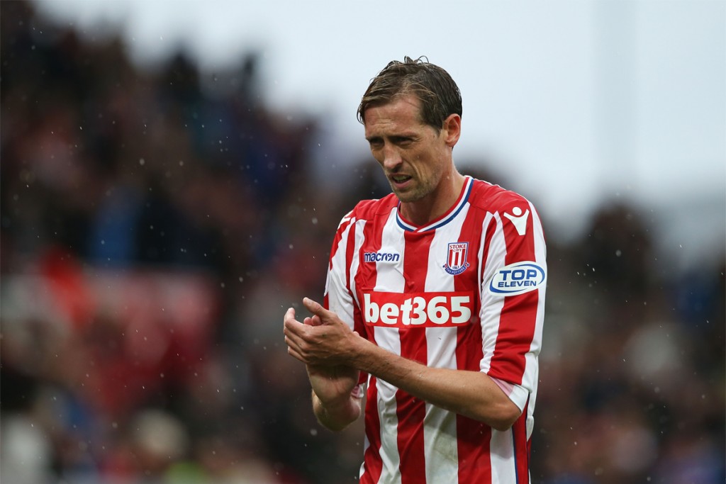 Peter Crouch in action for Stoke City.