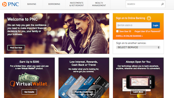 pnc screenshot online banking