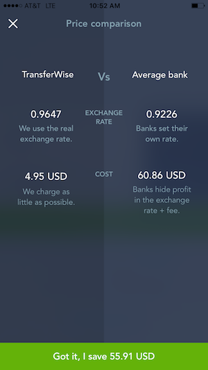 transferwise currency comparison app