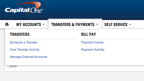 capital one online banking screenshot