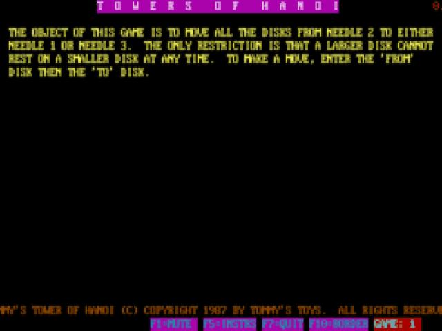 Tommy's Towers Of Hanoi - game cover