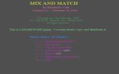 Mix And Match - game cover
