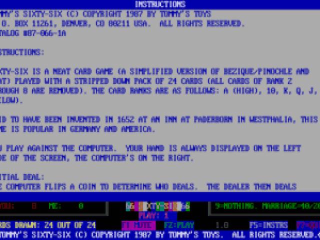 Tommy's Sixty-Six - game cover