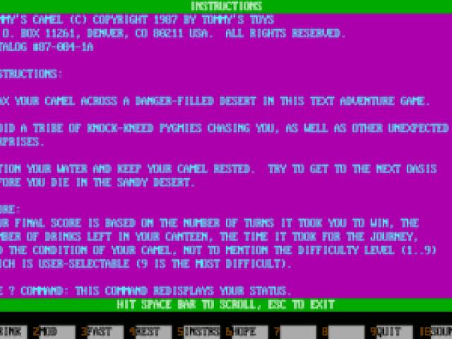 Tommy's Camel - game cover