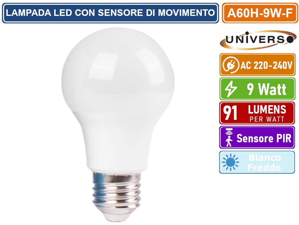 Lampada Di Emergenza LED 9W 230V Con Batterie Agli Ioni Di Litio - Bianco Freddo 6000K