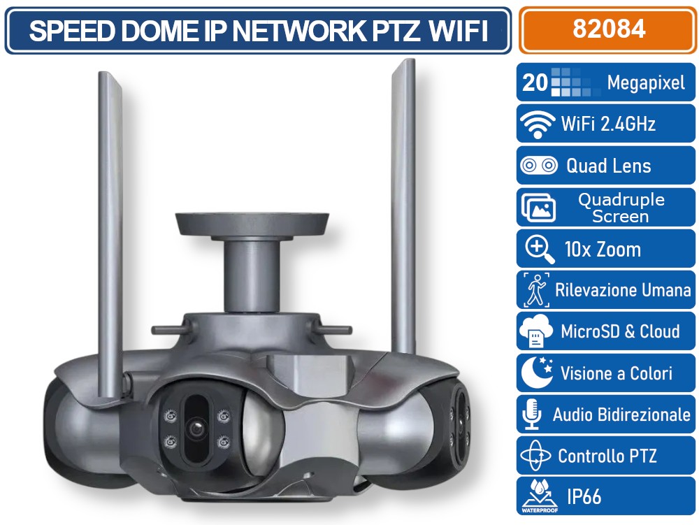 Telecamera Di Sicurezza WiFi SmartCam 4K PTZ – Visione Notturna, Inseguimento Automatico