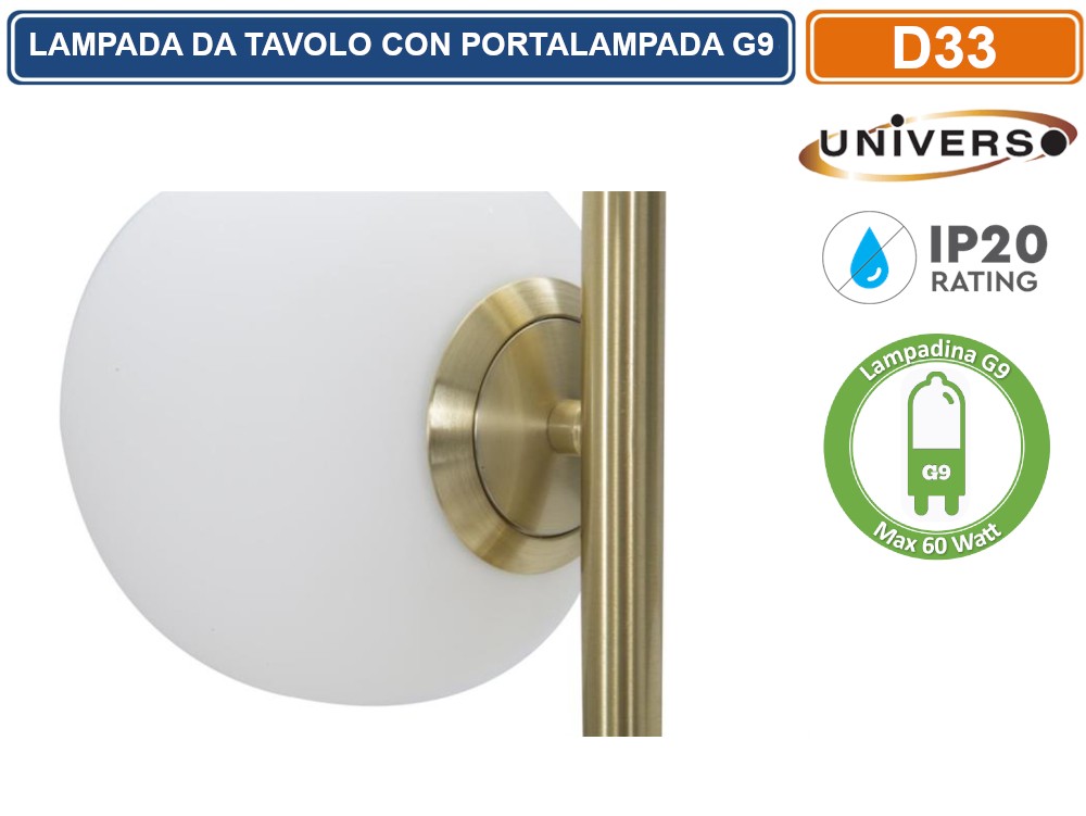Lampada Da Terra Con 3 Sfere In Vetro - Stelo Bronzo, Attacco G9, Altezza 61cm - Foto 9