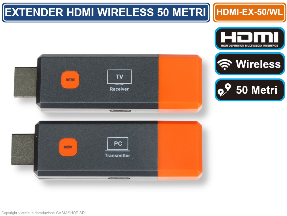 Gasiashop - HDMI-EX-50/WL - EXTENDER ESTENSORE WIRELESS HDMI-EX-50