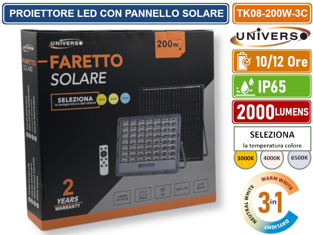 Luce Solare Per Palo Bandiera – 2000 Lumen, 42 LED, Batteria 5000 MAh, Copertura 100% Bandiera, Impermeabile IP65, 3a Gen