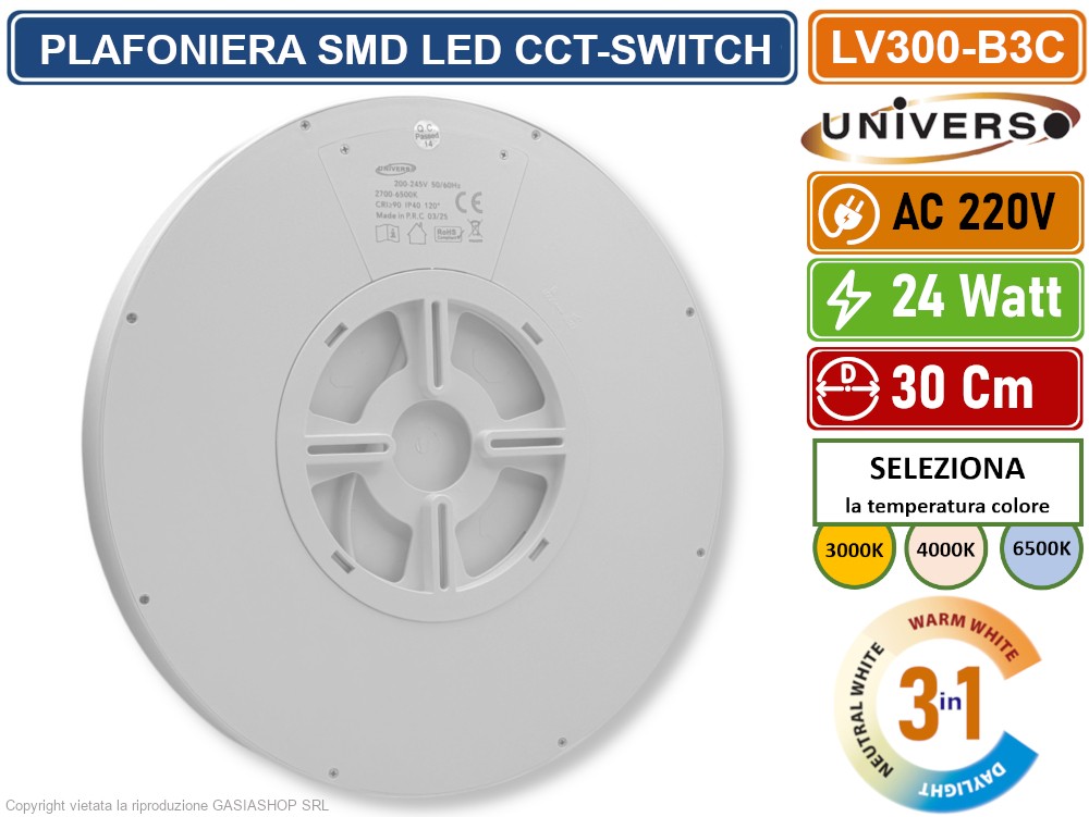 LVWIT 2x Pannello LED Rotondo da Soffitto - 25W equivalente a 200W, Plafoniera LED da Ufficio da incasso, 2250 Lumen, Colore Bianco Neutro 4000K. 225 x 21 mm – Pacco da 2 Pezzi