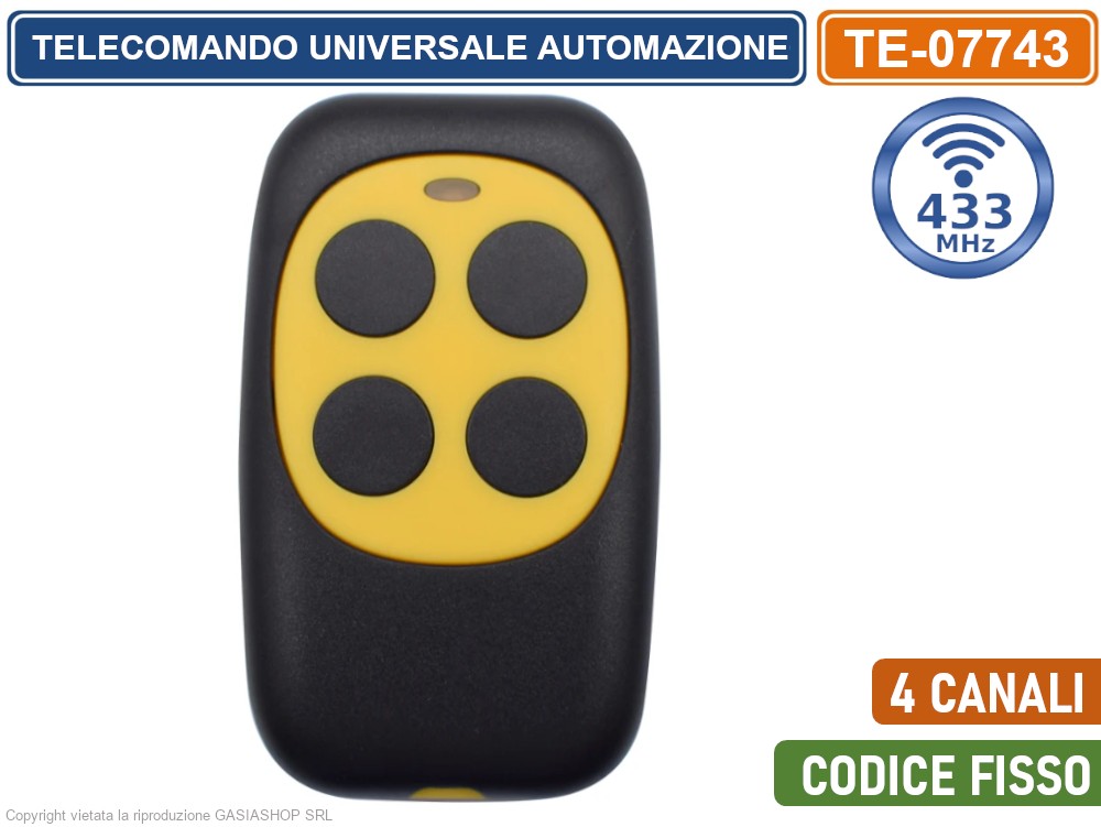 FLO4 TELECOMANDO RADIOCOMANDO 4 CANALI CODICE FISSO AUTOMAZIONE