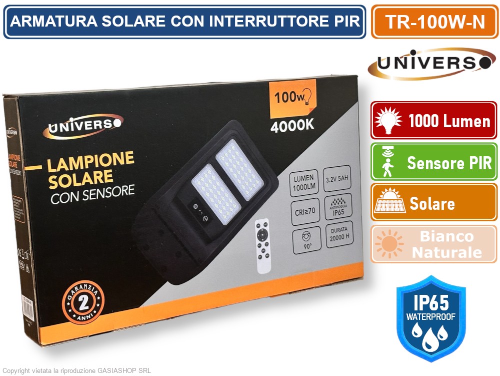 Aigostar Luce Solare Led Esterno con sensore di movimento 50W 500LM Lampade da Esterno solari con Telecomando IP65 Impermeabile, temperatura colore regolabile 3000K/4000K/6500K, Lunghezza cavo 3M