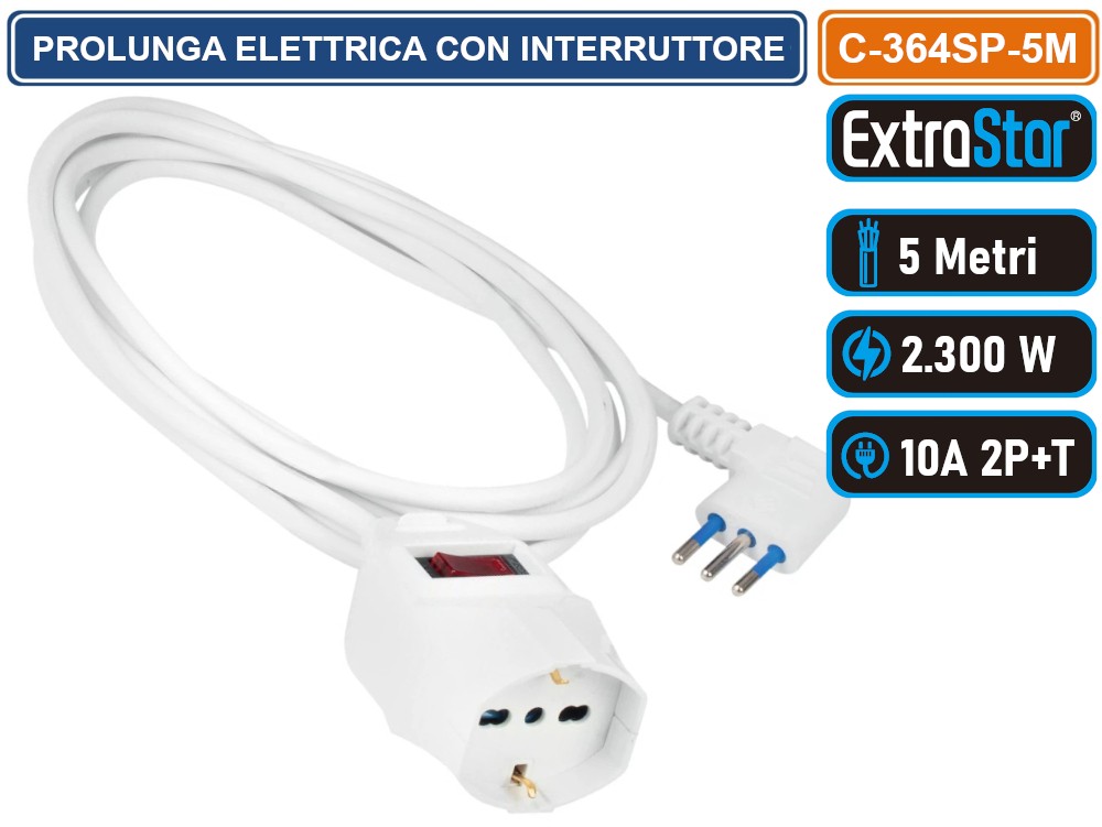 Propart PEP1123-10-OR Prolunga Lineare Da Presa Bipasso A Spina Grande 16a 10 Metri Rinforzata Arancione 89208833 - Foto 4