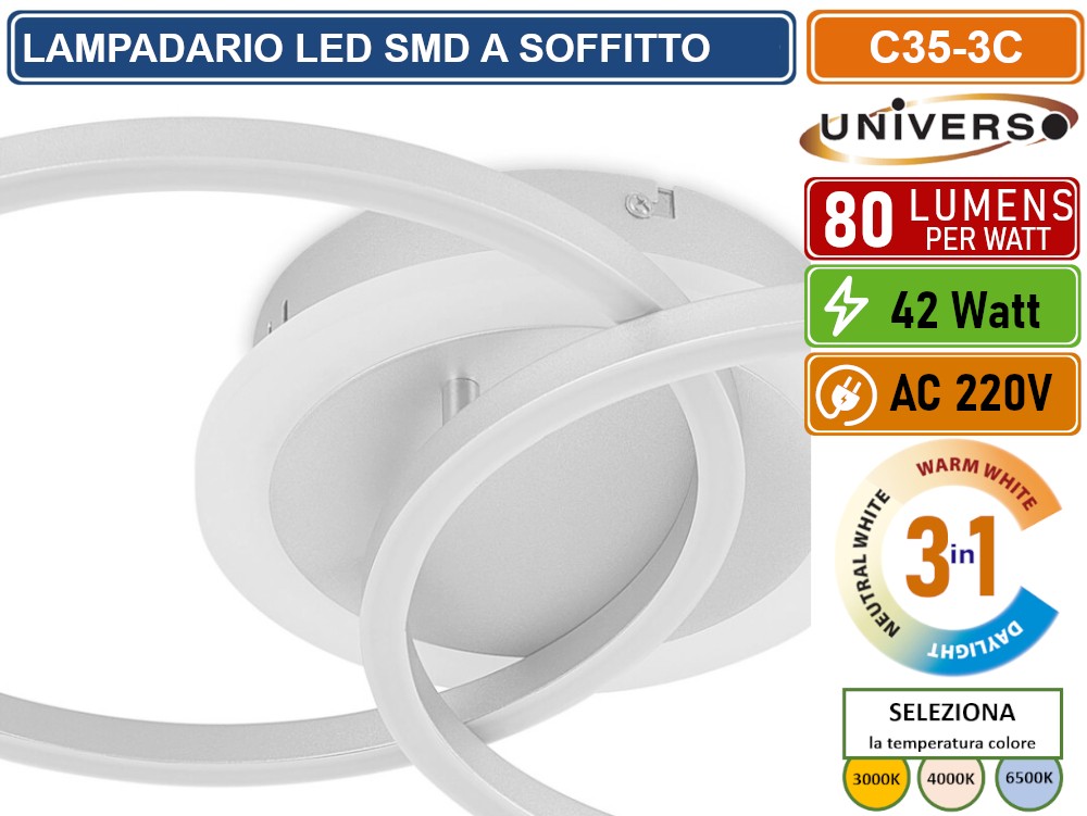 Lampadario LED Da Soffitto Moderno In Acrilico 36W 3500Lm – Plafoniera Rotonda A Luce Calda 3000K, Diametro 58cm, Per Soggiorno, Camera Da Letto E Cucina. Classe A++. - 5