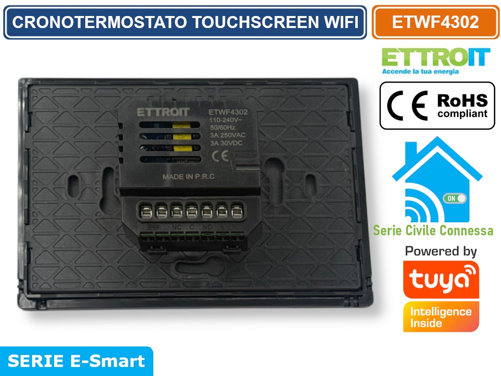 T-TOUCH 230V Termostato Touch Screen Da Incasso