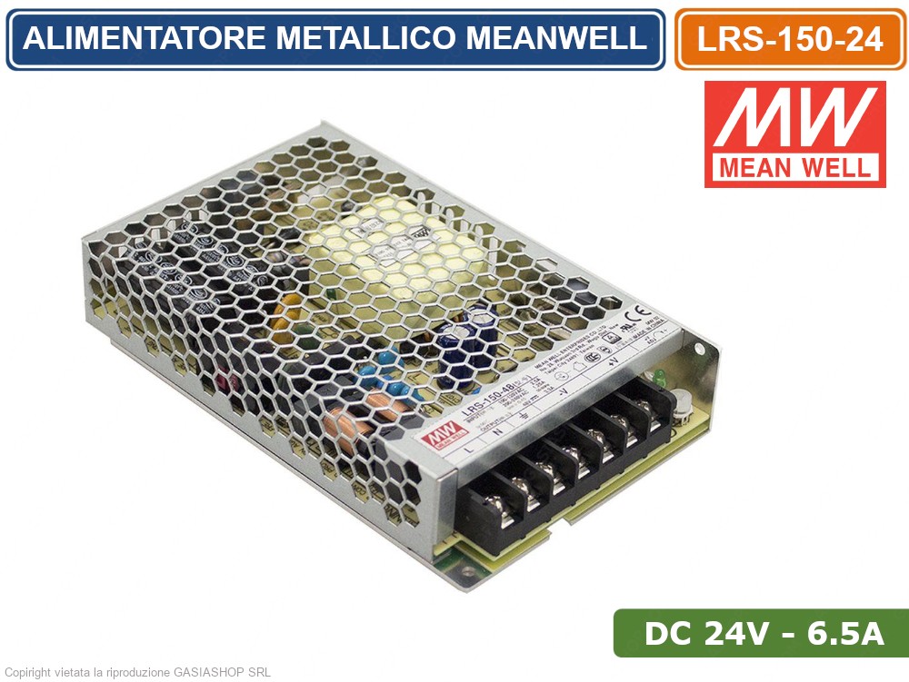 Power Supply 100-240V Alimentatore 24V 6A 150W Industriale - Modulo AC-DC Per Sistemi Di Controllo Alimentatore 24V 150W Industriale AC-DC 100-240V Protezioni - Foto 6