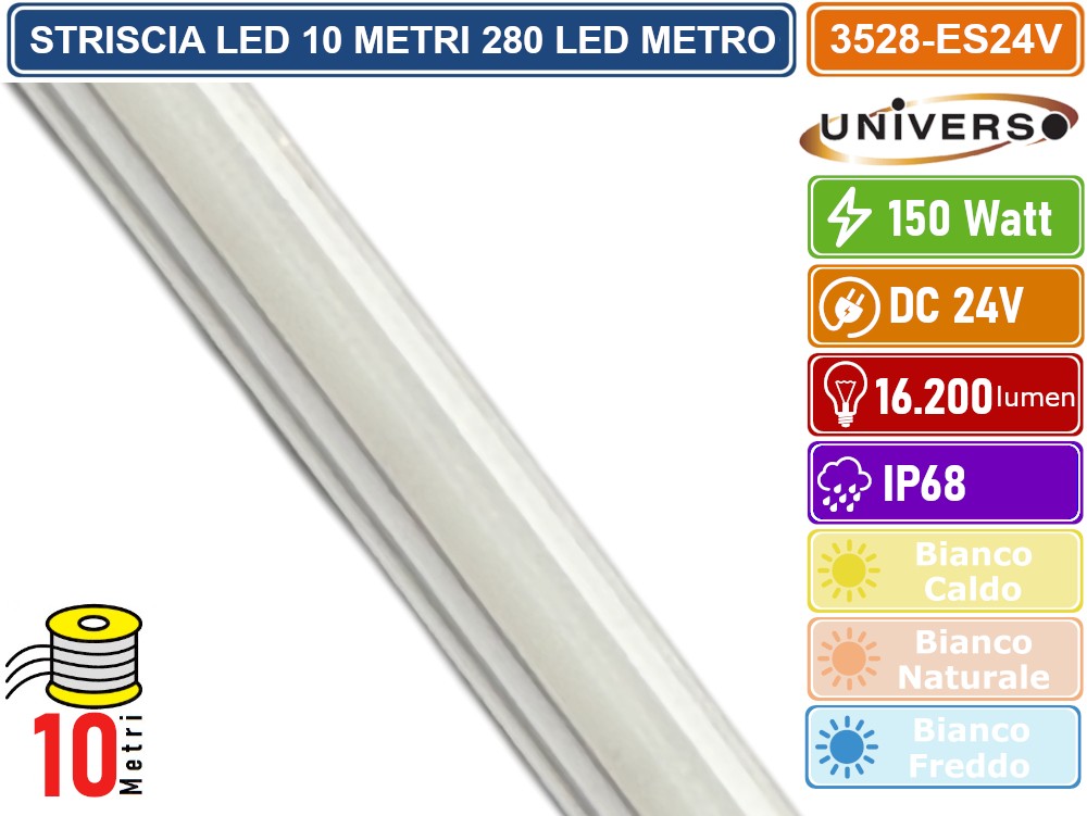 Mextronic Bande LED Atla Blanc Chaud (3000K) 24W 5 Mètre 24V IP20 Cri