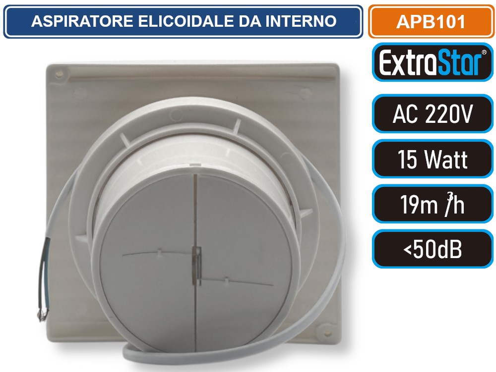 Aspiratore Da Muro Ultrasottile TEKHOME 15x15 Cm, Per Bagno E Cucina, 15W, Basso Consumo, Installazione A Parete – E-APB10-1