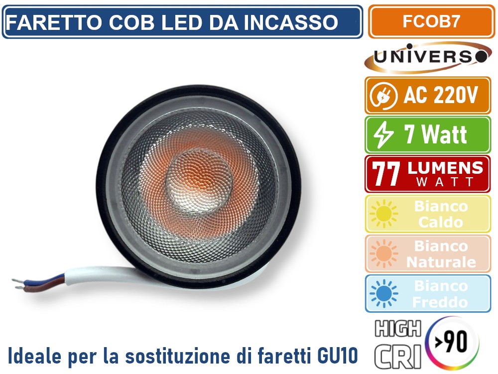 Lampada Led LED EPISTAR SMD, 7W, GU10, Luce Fredda 6000K